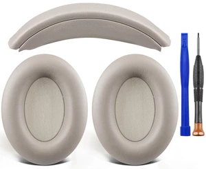 Ear Pads Cushions + Headband, Replacement Kit for Sony WH-1000XM3 (WH1000XM3) Over-Ear Headphones, Replacement Headstrap Pad & Earpads Repair Part - Silver Ear Pads Cushions + Headband, Replacement Kit for Sony WH-1000XM3 (WH1000XM3) Over-Ear Headphones, Replacement Headstrap Pad & Earpads Repair Part - Silver