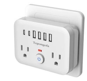 Wall Charger,Surge Protector Outlet Extender, Multi Plug Splitter with 2 Electrical Outlets 4 USB Ports(2 USB C), Multiple Plug Mini Wall Expander for Home Bathroom Office Dorm Room Essentials (White) Wall Charger,Surge Protector Outlet Extender, Multi Plug Splitter with 2 Electrical Outlets 4 USB Ports(2 USB C), Multiple Plug Mini Wall Expander for Home Bathroom Office Dorm Room Essentials (White)