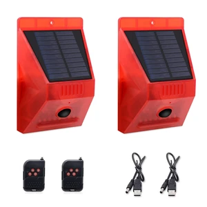 Solar Motion Sensor Alarm Outdoor,Solar Alarm Motion Detector with Sound, 129db Sound Security Siren IP65 Waterproof Protected for Villa, Chicken coop, Farm, Yard, 2 Pack Solar Motion Sensor Alarm Outdoor,Solar Alarm Motion Detector with Sound, 129db Sound Security Siren IP65 Waterproof Protected for Villa, Chicken coop, Farm, Yard, 2 Pack