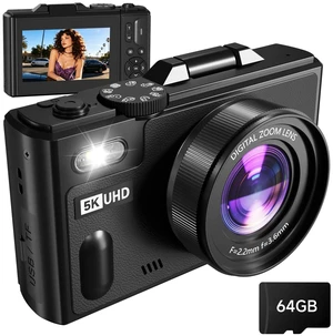 Digital Camera, 5K 80MP Digital Camera for Photography with 3" 180° Flip Screen with 18X Zoom, 64GB SD Card, Travel Camera for YouTube with Anti-Shake, Camera for Teens Digital Camera, 5K 80MP Digital Camera for Photography with 3" 180° Flip Screen with 18X Zoom, 64GB SD Card, Travel Camera for YouTube with Anti-Shake, Camera for Teens