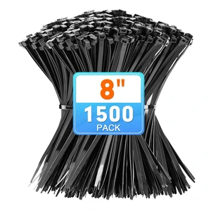 8 Inch Black Nylon Zip Ties, 1500 Pack Self-Locking 50lb Tensile UV Resistant Construction, HeavyDuty Performance, Suitable For Both Indoor And Outdoor Securing Applications 8 Inch Black Nylon Zip Ties, 1500 Pack Self-Locking 50lb Tensile UV Resistant Construction, HeavyDuty Performance, Suitable For Both Indoor And Outdoor Securing Applications