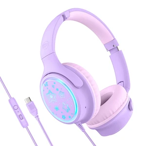 KidJamz KJ65U Over-Ear USB-C Kids Headphones with Mic (Lavender) Multicolor LED lights, 85dB volume limiter for safer listening, inline mic; for iPhone, iPad & USB Type C devices KidJamz KJ65U Over-Ear USB-C Kids Headphones with Mic (Lavender) Multicolor LED lights, 85dB volume limiter for safer listening, inline mic; for iPhone, iPad & USB Type C devices