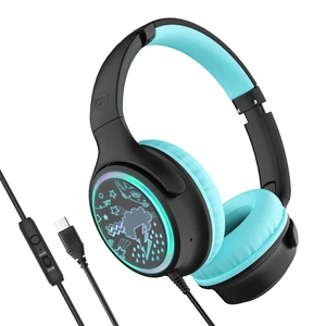 KidJamz KJ65U Over-Ear USB-C Kids Headphones with Mic (Black) Multicolor LED lights, 85dB volume limiter for safer listening, inline mic; for iPhone, iPad & USB Type C devices KidJamz KJ65U Over-Ear USB-C Kids Headphones with Mic (Black) Multicolor LED lights, 85dB volume limiter for safer listening, inline mic; for iPhone, iPad & USB Type C devices