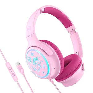 KidJamz KJ65U Over-Ear USB-C Kids Headphones with Mic (Pink) Multicolor LED lights, 85dB volume limiter for safer listening, inline mic; for iPhone, iPad & USB Type C devices KidJamz KJ65U Over-Ear USB-C Kids Headphones with Mic (Pink) Multicolor LED lights, 85dB volume limiter for safer listening, inline mic; for iPhone, iPad & USB Type C devices