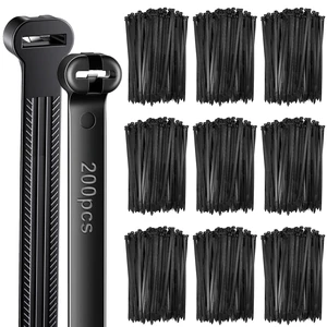 13 Inch 200 Pcs Black Zip Tie Cable Tie with Metal Tooth Self Locking Nylon Cable Zip Ties, 100 Lbs Tensile Strength, UV Resistant Wire Wraps Multi Purpose for Industrial Indoor Outdoor Use 13 Inch 200 Pcs Black Zip Tie Cable Tie with Metal Tooth Self Locking Nylon Cable Zip Ties, 100 Lbs Tensile Strength, UV Resistant Wire Wraps Multi Purpose for Industrial Indoor Outdoor Use