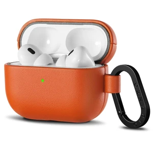 for AirPods Pro 2 Case, Vegan Leather Cover, Classic Orange Vegan Leather Cover, Front LED Visible, Wireless Charging, Anti-Scratch, Soft Touch, Metal Carabiner for AirPods Pro 2 Case, Vegan Leather Cover, Classic Orange Vegan Leather Cover, Front LED Visible, Wireless Charging, Anti-Scratch, Soft Touch, Metal Carabiner