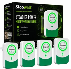 Stopwatt 4 Pack Plug-in Voltage Protector for Home Appliance, Electricity Saving Box, Surge Protection & Brownout Protection Device, Household Electronics Safe Guard, Green-L Stopwatt 4 Pack Plug-in Voltage Protector for Home Appliance, Electricity Saving Box, Surge Protection & Brownout Protection Device, Household Electronics Safe Guard, Green-L
