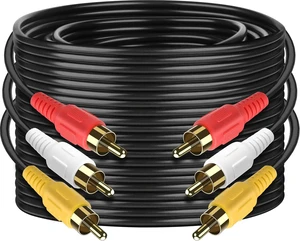 3 RCA Cable Audio Video Composite Male to Male DVD Cable (25 Feet) 3 RCA Cable Audio Video Composite Male to Male DVD Cable (25 Feet)