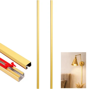 2 Pack 30" Long Metal Cord Cover Self-Adhesive Brushed Lamp Cable Raceway Wire Hider for Wall Cable Home Office Kitchen(Gold) 2 Pack 30" Long Metal Cord Cover Self-Adhesive Brushed Lamp Cable Raceway Wire Hider for Wall Cable Home Office Kitchen(Gold)