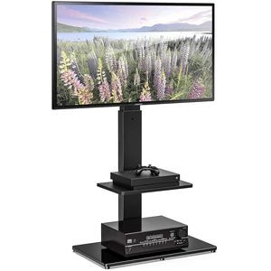 Floor TV Stand for 37-75 Inch TV with Tempered Glass Base, Black Universal Swivel TV Mount with Height Adjustable, Corner Televisions Stand with Cable Management for Bedroom Living Room Floor TV Stand for 37-75 Inch TV with Tempered Glass Base, Black Universal Swivel TV Mount with Height Adjustable, Corner Televisions Stand with Cable Management for Bedroom Living Room