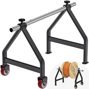 Wire Spool Rack with 1.2"Rod for up to 28" Spools, Black Fully Welded, Portable Cable Caddy with Wheels for Smooth Cable Dispensing on Job Sites, 220 lbs Capacity Wire Spool Rack with 1.2"Rod for up to 28" Spools, Black Fully Welded, Portable Cable Caddy with Wheels for Smooth Cable Dispensing on Job Sites, 220 lbs Capacity