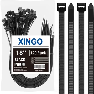 18 Inch Black Zip Ties Heavy Duty 120 Pack, 330 LBS Ultra Strong Cable Ties, UV Resistant, Extra Large Plastic Wire Ties For Outdoor Use 18 Inch Black Zip Ties Heavy Duty 120 Pack, 330 LBS Ultra Strong Cable Ties, UV Resistant, Extra Large Plastic Wire Ties For Outdoor Use