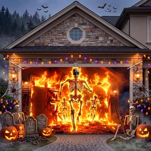 Halloween Scary Garage Door Cover Banner, 7x16ft, Fire Skeleton Halloween Garage Door Decorations, Backdrop Wall Background, Party Decorations, for Home Outdoor Holiday Wall Decor Halloween Scary Garage Door Cover Banner, 7x16ft, Fire Skeleton Halloween Garage Door Decorations, Backdrop Wall Background, Party Decorations, for Home Outdoor Holiday Wall Decor