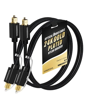 Digital Optical Audio Cable 2 FT/0.6M 2 Pack, Nylon Braided Optical Cable for Soundbar, Gold-Plated Connector, PCM & Dolby Digital Plus support, S/PDIF compatible with TV, Xbox, PS4 Digital Optical Audio Cable 2 FT/0.6M 2 Pack, Nylon Braided Optical Cable for Soundbar, Gold-Plated Connector, PCM & Dolby Digital Plus support, S/PDIF compatible with TV, Xbox, PS4