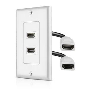 HDMI Wall Plate - 2 Pack, 2 Port HDMI Socket Plug Jack Outlet Decorative Face Cover Mount Panel with 4K UHD ARC Ethernet Pass-Thru Support Flexible High Speed Extension Pigtail Coupler Cable HDMI Wall Plate - 2 Pack, 2 Port HDMI Socket Plug Jack Outlet Decorative Face Cover Mount Panel with 4K UHD ARC Ethernet Pass-Thru Support Flexible High Speed Extension Pigtail Coupler Cable
