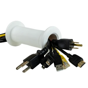 Cable Pass Through Wall Port, Extended Length Fits Cable Sizes up to 3-Prong Plug Extra Long Compatible with 5 1/4 - 8 1/2 Wall Thickness Provides Solid Channel Through Wall (White) Cable Pass Through Wall Port, Extended Length Fits Cable Sizes up to 3-Prong Plug Extra Long Compatible with 5 1/4 - 8 1/2 Wall Thickness Provides Solid Channel Through Wall (White)