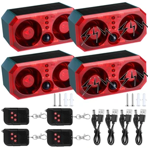 4 Pcs Solar Outdoor Motion Sensor Alarm Motion Sensor Animal Deterrent Dog Barking Alarm 13 Sound 130dB Loud Noise Maker 4 Mode with USB Remote Control Support Recording Volume Adjustment 4 Pcs Solar Outdoor Motion Sensor Alarm Motion Sensor Animal Deterrent Dog Barking Alarm 13 Sound 130dB Loud Noise Maker 4 Mode with USB Remote Control Support Recording Volume Adjustment