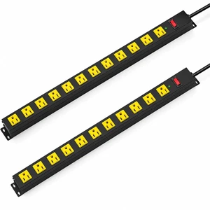 Metal Heavy Duty Power Strip Surge Protector, 12 Outlet 2100J, 6ft Extension Cord, Wide Spaced Outlets, Wall Mount for Garage Desk Industrial Shop Indoor Use (2 Pack 6ft) Metal Heavy Duty Power Strip Surge Protector, 12 Outlet 2100J, 6ft Extension Cord, Wide Spaced Outlets, Wall Mount for Garage Desk Industrial Shop Indoor Use (2 Pack 6ft)