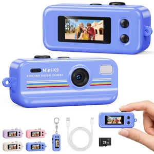 Mini Keychain Camera, 1080P Mini Digital Camera with 32GB Card 2MP 0.96 Inch Tiny Camera, 16X Digital Zoom, 1080P HD Video, Rechargeable Battery, Micro Camera for Travel, Blue Mini Keychain Camera, 1080P Mini Digital Camera with 32GB Card 2MP 0.96 Inch Tiny Camera, 16X Digital Zoom, 1080P HD Video, Rechargeable Battery, Micro Camera for Travel, Blue