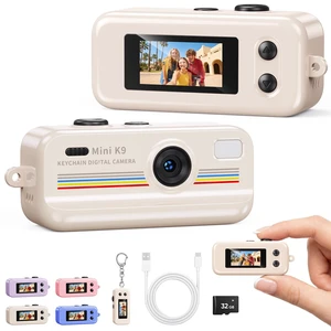 Mini Keychain Camera, 1080P Mini Digital Camera with 32GB Card 2MP 0.96 Inch Tiny Camera, 16X Digital Zoom, 1080P HD Video, Rechargeable Battery, Micro Camera for Travel, Cream White Mini Keychain Camera, 1080P Mini Digital Camera with 32GB Card 2MP 0.96 Inch Tiny Camera, 16X Digital Zoom, 1080P HD Video, Rechargeable Battery, Micro Camera for Travel, Cream White