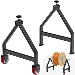 Wire Spool Rack for up to 28" Spools, Black Fully Welded, Portable Cable Caddy with Wheels for Smooth Cable Dispensing on Job Sites, 220 lbs Capacity Wire Spool Rack for up to 28" Spools, Black Fully Welded, Portable Cable Caddy with Wheels for Smooth Cable Dispensing on Job Sites, 220 lbs Capacity