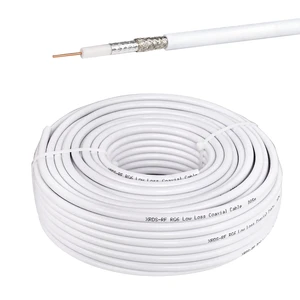 RG6 Dual Shield Cable 100FT, 18 AWG 75 Ohm Bare Copper Conductor RG6 Coaxial Cable (100 feet, White) RG6 Dual Shield Cable 100FT, 18 AWG 75 Ohm Bare Copper Conductor RG6 Coaxial Cable (100 feet, White)