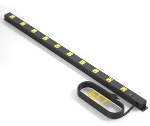 10 Outlet Long Power Strip Surge Protector, Heavy Duty Industrial Metal Power Strip 6 Feet, Wall Mountable, for Work Bench, Shop, Garage, Black (1000 Joules) 10 Outlet Long Power Strip Surge Protector, Heavy Duty Industrial Metal Power Strip 6 Feet, Wall Mountable, for Work Bench, Shop, Garage, Black (1000 Joules)