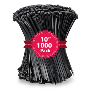 Zip Ties, Self-locking, Heavy Duty 60lb, Black, 10 Inch, 1000Pcs 10 Cable Ties Black, Plastic Tie Wraps 250mm, 0.19in Wide Wire Ties Heavy Duty, Nylon Zipties for Outdoor Use, Big Ziptie Zip Ties, Self-locking, Heavy Duty 60lb, Black, 10 Inch, 1000Pcs 10 Cable Ties Black, Plastic Tie Wraps 250mm, 0.19in Wide Wire Ties Heavy Duty, Nylon Zipties for Outdoor Use, Big Ziptie