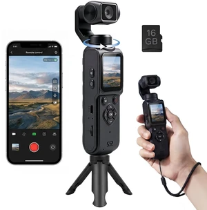 4K Gimbal Camera for Vlogging Pocket Handheld Video Camera Body Cam 4K Video Recording&75MP Photo Rotating Lens&Face Tracking 1.72in Touchscreen Bluetooth Tripod, Lanyard and 16GB Card 4K Gimbal Camera for Vlogging Pocket Handheld Video Camera Body Cam 4K Video Recording&75MP Photo Rotating Lens&Face Tracking 1.72in Touchscreen Bluetooth Tripod, Lanyard and 16GB Card