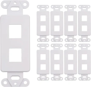 10 Pack Keystone Wall Plate 2 Port, White Decorator Insert Cover for Ethernet, HDMI, Coax, Cat6 Cat5, RJ45, Home & Office Installations 10 Pack Keystone Wall Plate 2 Port, White Decorator Insert Cover for Ethernet, HDMI, Coax, Cat6 Cat5, RJ45, Home & Office Installations