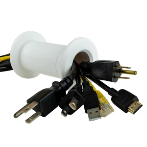 Cable Pass Through Wall Port Fits Cable Sizes up to 3-Prong Plug Compatible with 3 5/8 - 5 1/4 Wall Thickness Provides Solid Channel Through Wall (White) Cable Pass Through Wall Port Fits Cable Sizes up to 3-Prong Plug Compatible with 3 5/8 - 5 1/4 Wall Thickness Provides Solid Channel Through Wall (White)