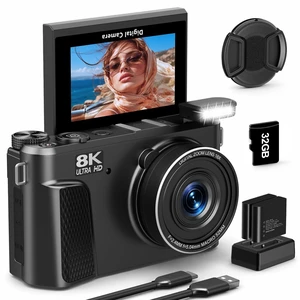 8K Digital Camera for Photography, 88MP Vlogging Camera with Flip Screen 18X zoom WiFi video camera, ideal for beginner vlogging/travel, includes 32GB SD card and 2 rechargeable batteries 8K Digital Camera for Photography, 88MP Vlogging Camera with Flip Screen 18X zoom WiFi video camera, ideal for beginner vlogging/travel, includes 32GB SD card and 2 rechargeable batteries