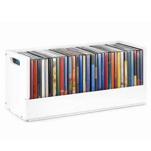 1 Pack Wooden DVD Storage Organizer Shelf, Holds 26 DVDs, White Solid Wood Media Organizer with Magnetic Front Flap Carry Handles for DVDs, CDs, Discs, Movie Cases and Cassette Tape 1 Pack Wooden DVD Storage Organizer Shelf, Holds 26 DVDs, White Solid Wood Media Organizer with Magnetic Front Flap Carry Handles for DVDs, CDs, Discs, Movie Cases and Cassette Tape