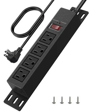 1500J Small Surge Protector Power Strip 4 Outlets 3 ft, Black Grounded & Protected Lights, Mountable, RESET Switch, 12A/1500W, 16AWG Flat Plug Extension Cord for Home Office, ETL Listed 1500J Small Surge Protector Power Strip 4 Outlets 3 ft, Black Grounded & Protected Lights, Mountable, RESET Switch, 12A/1500W, 16AWG Flat Plug Extension Cord for Home Office, ETL Listed