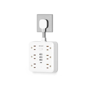 Outlet Extender, 10-in-1 Wall Mount Power Strip 6AC 4USB,White 1" Ultra-Short Cord, 10-in-1 6AC 4USB1 USB-C, 900J Surge Protection & Safety Switch, Smart IC, Flat Plug Wall Mount Outlet Extender, 10-in-1 Wall Mount Power Strip 6AC 4USB,White 1" Ultra-Short Cord, 10-in-1 6AC 4USB1 USB-C, 900J Surge Protection & Safety Switch, Smart IC, Flat Plug Wall Mount