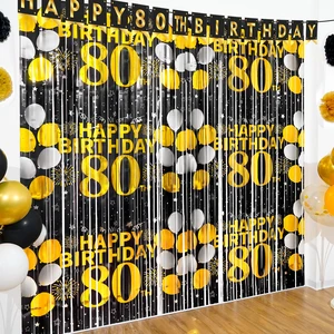 80th Birthday Decorations for Men Happy 80th Birthday Foil Fringe Curtains 2 Pack 3.3 x 6.6ft Black Gold Cheers to 80 Years Old Wall Decor Backdrop Tinsel Streamers Photo Booth Props Party Supplies 80th Birthday Decorations for Men Happy 80th Birthday Foil Fringe Curtains 2 Pack 3.3 x 6.6ft Black Gold Cheers to 80 Years Old Wall Decor Backdrop Tinsel Streamers Photo Booth Props Party Supplies