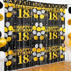 18th Birthday Decorations for Boys Happy 18th Birthday Foil Fringe Curtains 2 Pack 3.3 x 6.6ft Black Gold 18 Years Old Wall Decor Backdrop Foil Tinsel Streamers Photo Booth Props Sign Party Supplies 18th Birthday Decorations for Boys Happy 18th Birthday Foil Fringe Curtains 2 Pack 3.3 x 6.6ft Black Gold 18 Years Old Wall Decor Backdrop Foil Tinsel Streamers Photo Booth Props Sign Party Supplies