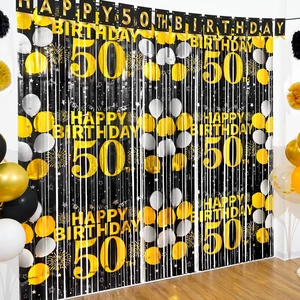 50th Birthday Decorations for Men Happy 50th Birthday Foil Fringe Curtains 2 Pack 3.3 x 6.6ft Black Gold Cheers to 50 Years Old Wall Decor Backdrop Tinsel Streamers Photo Booth Props Party Supplies 50th Birthday Decorations for Men Happy 50th Birthday Foil Fringe Curtains 2 Pack 3.3 x 6.6ft Black Gold Cheers to 50 Years Old Wall Decor Backdrop Tinsel Streamers Photo Booth Props Party Supplies