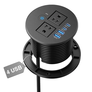 Desk Power Grommet Outlets 2 USB C 20W, 2 USB-A, Overload Switch, 3-1/8" 2 AC Outlets, PD 20W USB-C, USB-A 18W, Flush Mount Recessed Power Grommet, for Desk, Conference Table Desk Power Grommet Outlets 2 USB C 20W, 2 USB-A, Overload Switch, 3-1/8" 2 AC Outlets, PD 20W USB-C, USB-A 18W, Flush Mount Recessed Power Grommet, for Desk, Conference Table