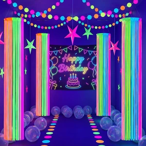4 Pack Glow in The Dark Party Supply Neon Blacklight Streamer, 6 Color 6.56ft Tinsel Foil Fringe Curtain with Hanging Loop Rope, Streamer for Birthday Halloween New Year Rave Black Light Party 4 Pack Glow in The Dark Party Supply Neon Blacklight Streamer, 6 Color 6.56ft Tinsel Foil Fringe Curtain with Hanging Loop Rope, Streamer for Birthday Halloween New Year Rave Black Light Party