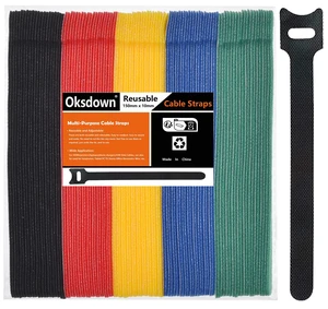 100 Pack 5 Color Reusable Cable Ties Multi Color Releasable Cable Straps Adjustable Hook and Loop Colorful Cable Wire Tidy for PC Cable Management 100 Pack 5 Color Reusable Cable Ties Multi Color Releasable Cable Straps Adjustable Hook and Loop Colorful Cable Wire Tidy for PC Cable Management