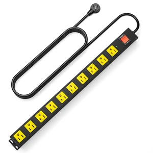 10 Outlet Metal Power Strip with 2100J Surge Protector, Heavy Duty 15FT Extension Cord, Wide Spaced Outlets and Wall Mount for Garage, Workshop, Industrial, Home (15ft) 10 Outlet Metal Power Strip with 2100J Surge Protector, Heavy Duty 15FT Extension Cord, Wide Spaced Outlets and Wall Mount for Garage, Workshop, Industrial, Home (15ft)