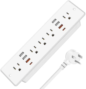 13 in 1 Recessed Power Strip Flat Plug, with USB, White, 6FT Cord 20W Fast Charging Furniture Outlet, Conference Surge Protection Socket with 5 AC Plugs, 6 USB-A 2 USB-C 13 in 1 Recessed Power Strip Flat Plug, with USB, White, 6FT Cord 20W Fast Charging Furniture Outlet, Conference Surge Protection Socket with 5 AC Plugs, 6 USB-A 2 USB-C