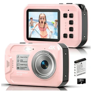 4K 64MP Underwater Camera Autofocus IPS HD Screen 16X Digital Zoom Fill Light, Floatable Waterproof Digital Camera, 16FT, Includes 16GB Card for Surfing Snorkeling Swimming, Pink 4K 64MP Underwater Camera Autofocus IPS HD Screen 16X Digital Zoom Fill Light, Floatable Waterproof Digital Camera, 16FT, Includes 16GB Card for Surfing Snorkeling Swimming, Pink