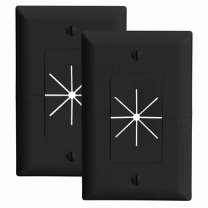 Electronics 45-0017-BK Split Style TV Plate with Flexible AV/HDMI Cable Pass-Through - Black (Pack of 2) Electronics 45-0017-BK Split Style TV Plate with Flexible AV/HDMI Cable Pass-Through - Black (Pack of 2)