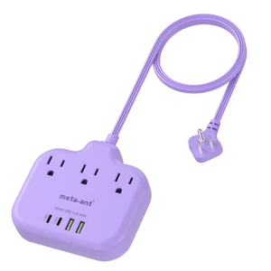 Purple Extension Cord with 3 AC Outlets and 4 USB(2 USB-C) Ports, 1625W Purple Travel Power Strip, Cute Kawaii Desk Accessories forfor Travel Curise Office Dorm Kitchen Purple Extension Cord with 3 AC Outlets and 4 USB(2 USB-C) Ports, 1625W Purple Travel Power Strip, Cute Kawaii Desk Accessories forfor Travel Curise Office Dorm Kitchen