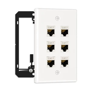 1-Pack Shielded Cat7 Ethernet Wall Plate, 6-Port Keystone 10Gbit/s, 6-Port Keystone Wall Plate with Bracket + Cat7 Shielded RJ45 Coupler, Female to Female RJ45 Cat7 Wall Plate, PoE 1-Pack Shielded Cat7 Ethernet Wall Plate, 6-Port Keystone 10Gbit/s, 6-Port Keystone Wall Plate with Bracket + Cat7 Shielded RJ45 Coupler, Female to Female RJ45 Cat7 Wall Plate, PoE