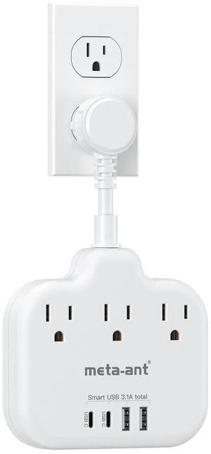 Short Extension Cord 3 Inch, Flat Plug Small Power Strip with 3 AC & 4 USB(1 USB-C), 1875W/15A, Multi Plug Outlet Extender, Non-Surge Protection for Cruise Travel Dorm Kitchen, White Short Extension Cord 3 Inch, Flat Plug Small Power Strip with 3 AC & 4 USB(1 USB-C), 1875W/15A, Multi Plug Outlet Extender, Non-Surge Protection for Cruise Travel Dorm Kitchen, White