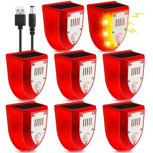 8 Pcs Solar Motion Alarm 129db Barking Dog Gunshot Strobe Light Outdoor Detector for Yard Farm, Solar Powered Security, Weatherproof Animal Scare Device, Intruder Deterrent Warning 8 Pcs Solar Motion Alarm 129db Barking Dog Gunshot Strobe Light Outdoor Detector for Yard Farm, Solar Powered Security, Weatherproof Animal Scare Device, Intruder Deterrent Warning