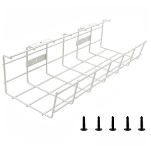Under Desk Cable Management- 1 Pack Cord Organizer. Metal Wire Cable Management Tray for Office, Studio and Home. Super Sturdy Under Table Cable Management - White Cable Organizer Under Desk Cable Management- 1 Pack Cord Organizer. Metal Wire Cable Management Tray for Office, Studio and Home. Super Sturdy Under Table Cable Management - White Cable Organizer